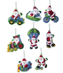 DIY Bucilla Santa on the Go Travel Christmas Felt Tree Ornament Kit 89281E