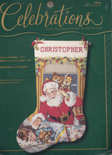 Load image into Gallery viewer, DIY Bucilla Visions Sugarplums Christmas Counted Cross Stitch Stocking Kit 84026