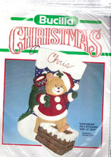 Load image into Gallery viewer, DIY Bucilla Santa Bear Chimney Christmas Eve Felt Applique Stocking Kit 82522