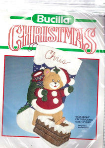 DIY Bucilla Santa Bear Chimney Christmas Eve Felt Applique Stocking Kit 82522