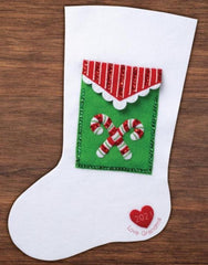 DIY Bucilla Candy Cane Christmas Holiday Keepsake Stocking Pocket Kit 89442E