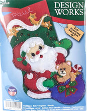 Load image into Gallery viewer, DIY Design Works Starlight Santa Christmas Bear Holiday Felt Stocking Kit 5248