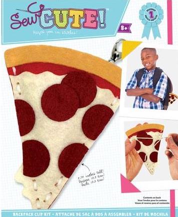 DIY Sew Cute Pizza Fast Food Kids Beginner Starter Felt Backpack Clip Kit Craft
