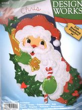 Load image into Gallery viewer, DIY Design Works Holly Santa Face Christmas Holiday Craft Felt Stocking Kit 5004