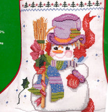 Load image into Gallery viewer, DIY Needle Treasures Snowman Christmas Counted Cross Stitch Stocking Kit 02814