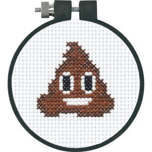 DIY Dimensions Pile of Poo Emoji Kids Beginner Counted Cross Stitch Kit w Frame