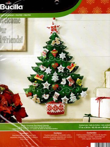 DIY Bucilla Nordic Christmas Tree Advent Calendar Holiday Felt Craft Kit 86584