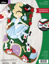 Load image into Gallery viewer, DIY Bucilla Christmas in Wonderland Alice Christmas Felt Stocking Kit 89314E