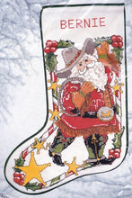Load image into Gallery viewer, DIY Candamar Cowboy Santa Christmas Counted Cross Stitch Stocking Kit 50822