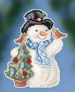 DIY Mill Hill Feathered Friends Snowman Christmas Bead Cross Stitch Ornament Kit
