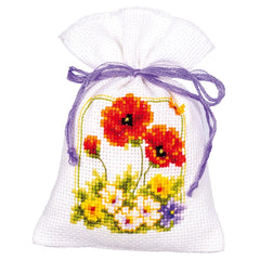 DIY Vervaco Summer Flowers Spring Potpourri Gift Bag Counted Cross Stitch Kit