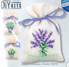 DIY Vervaco Provence Potpourri Lavender Gift Bag Counted Cross Stitch Kit