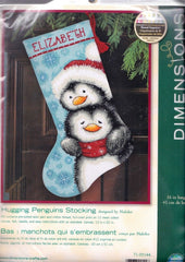 DIY Dimensions Hugging Penguins Snow Christmas Needlepoint Stocking Kit 09144