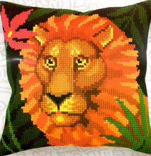 Load image into Gallery viewer, DIY Collection D&#39;Art Lion Night Jungle Needlepoint 16&quot; Pillow Top Kit