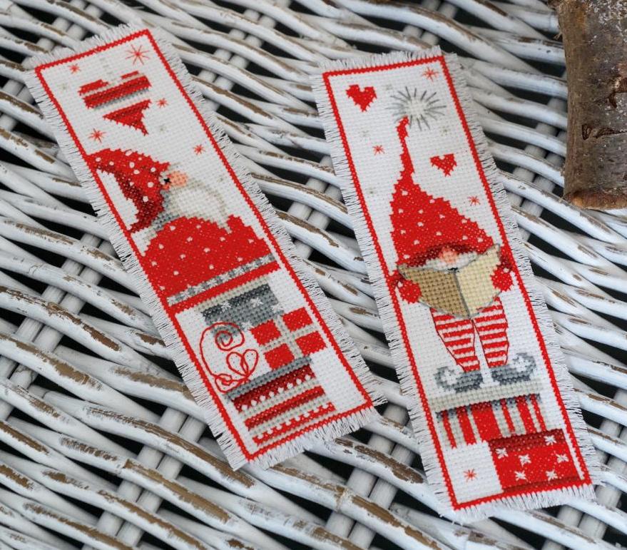 DIY Vervaco Gnomes Christmas Elves Holiday Bookmark Counted Cross Stitch Kit