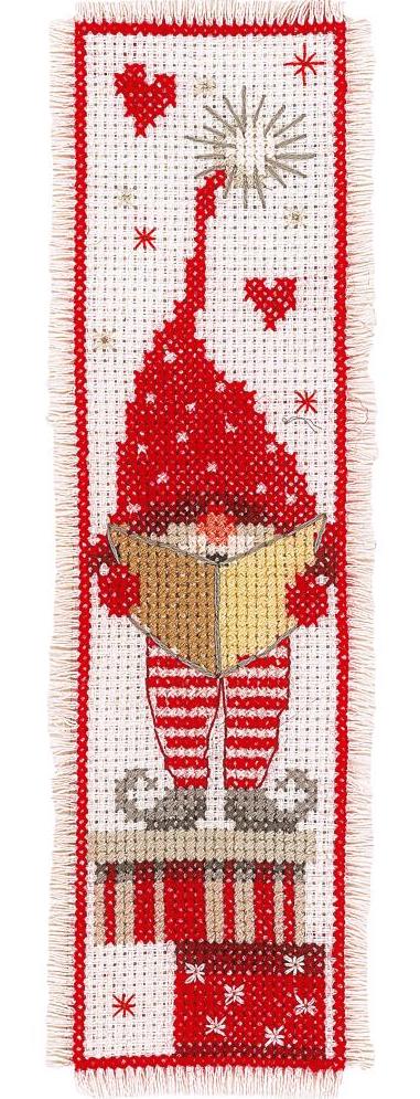 DIY Vervaco Gnomes Christmas Elves Holiday Bookmark Counted Cross Stitch Kit