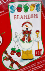 DIY Needle Treasures Snow Happy Snowman Counted Cross Stitch Stocking Kit 08558