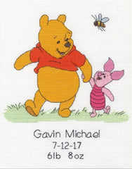 DIY Dimensions Winnie the Pooh Birth Record Baby Counted Cross Stitch Kit 35357
