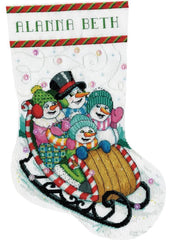 DIY Design Works Snow Sledding Snowman Counted Cross Stitch Stocking Kit 5924