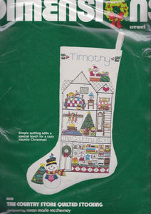 DIY Dimensions Country Store Christmas Holiday Quilted Crewel Stocking Kit 8039