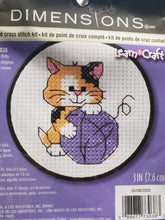 Load image into Gallery viewer, DIY Dimensions Kitty Cat Kids Beginner Counted Cross Stitch Kit w Frame