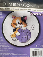 DIY Dimensions Kitty Cat Kids Beginner Counted Cross Stitch Kit w Frame