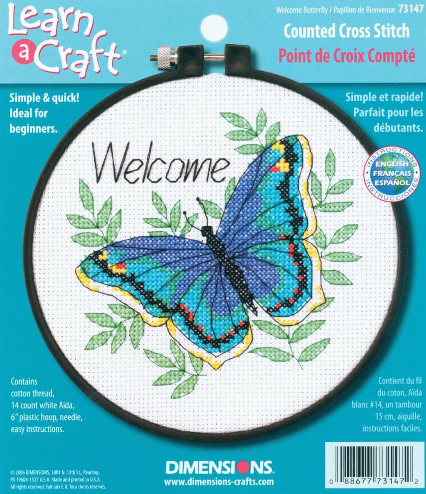 DIY Dimensions Welcome Butterfly Spring Summer Counted Cross Stitch Kit 73147