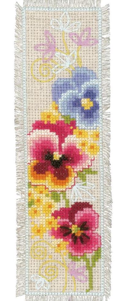 DIY Vervaco Violet Flower Spring Reading Bookmark Counted Cross Stitch Kit Gift