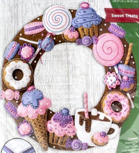 Load image into Gallery viewer, DIY Bucilla Sweet Treats Christmas Cake Cookie Cocoa Felt Wreath Craft Kit 86838