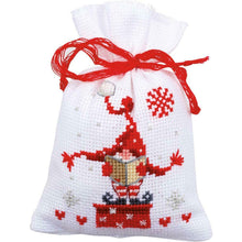 Load image into Gallery viewer, DIY Vervaco Christmas Gnomes 2 Potpourri Gift Bag Counted Cross Stitch Kit set/3