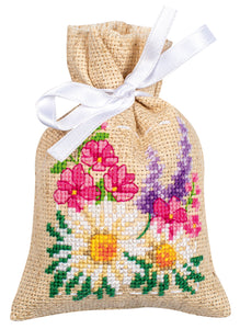 DIY Vervaco Spring Flowers Garden Gift Bag Counted Cross Stitch Kit set/3