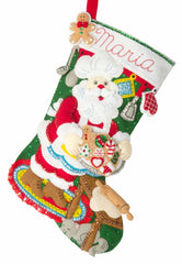 DIY Bucilla Gingerbread Santa Cookies Baker Christmas Felt Stocking Kit 89312E