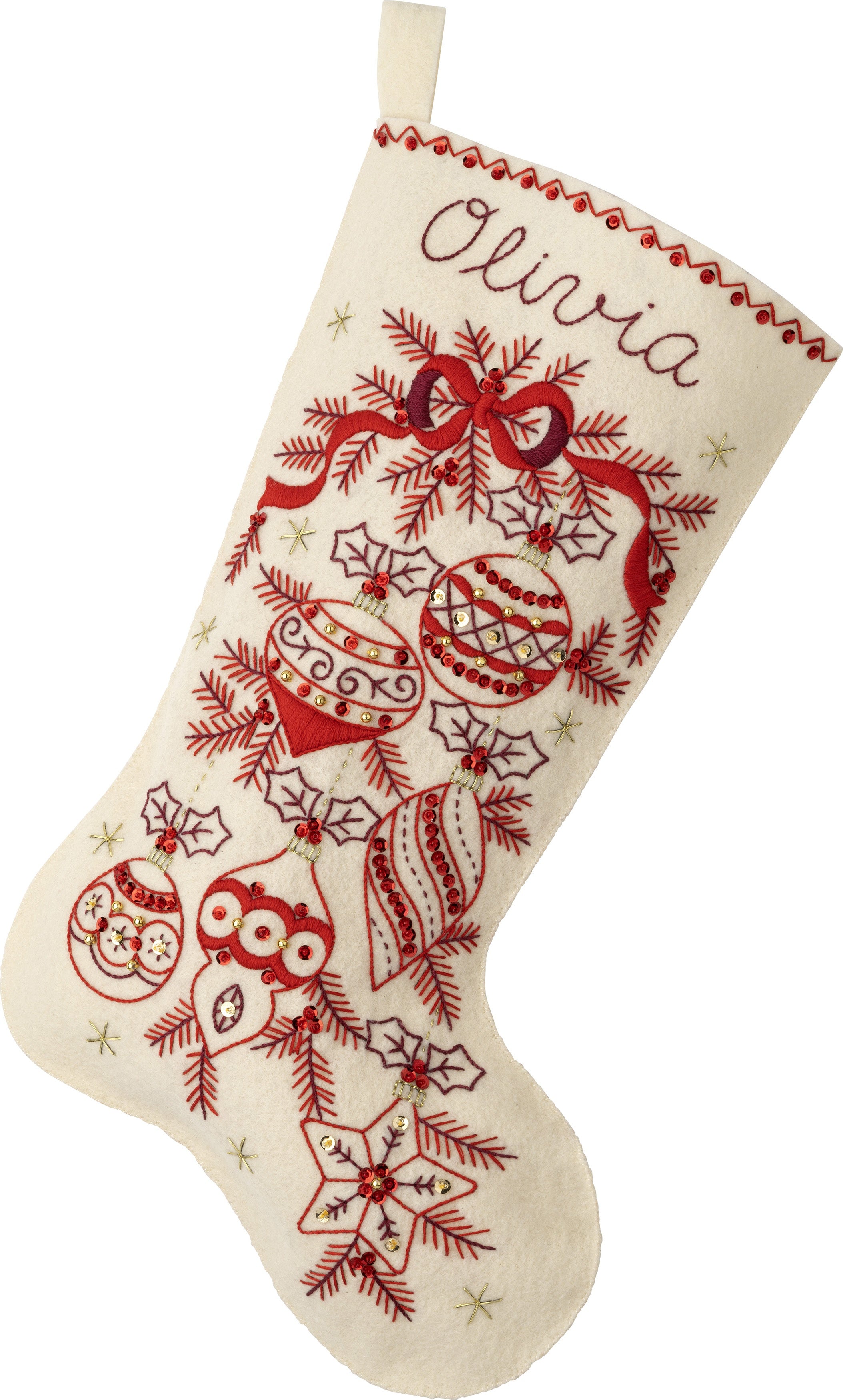 DIY Bucilla Classic Christmas Red White Elegant Holiday Felt Stocking Kit 89532E