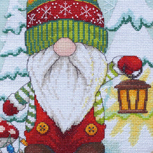 Load image into Gallery viewer, DIY Dimensions Gnome Winter Christmas Counted Cross Stitch Stocking Kit 09000