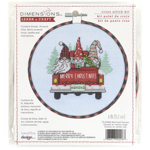 DIY Dimensions Red Truck Gnomes Christmas Counted Cross Stitch Kit 09006