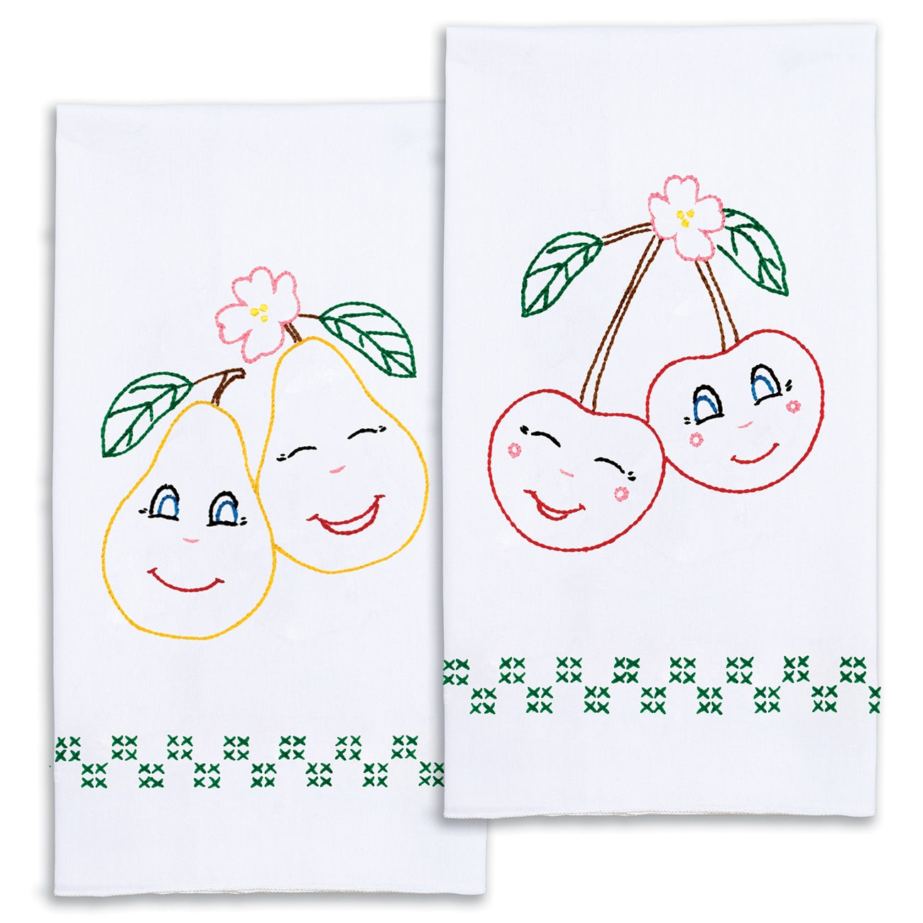 DIY Dempsey Pears Cherries Stamped Embroidery Guest Hand Towel Kit
