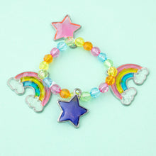 Load image into Gallery viewer, A beaded bracelet with stars and rainbow sun catcher charms.