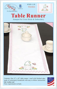 DIY Jack Dempsey Gnomes Spring Flowers Stamped Embroidery Table Runner Scarf Kit