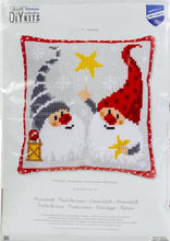 Load image into Gallery viewer, DIY Vervaco Christmas Gnomes Elves Chunky Needlepoint Cushion Pillow Top Kit 16&quot;