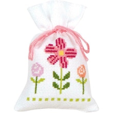 Load image into Gallery viewer, DIY Vervaco Fun Flowers Rose Spring Potpourri Gift Bag Counted Cross Stitch Kit