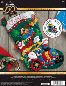 DIY Bucilla Choo Choo Santa Train Snowman Christmas Eve Felt Stocking Kit 86708