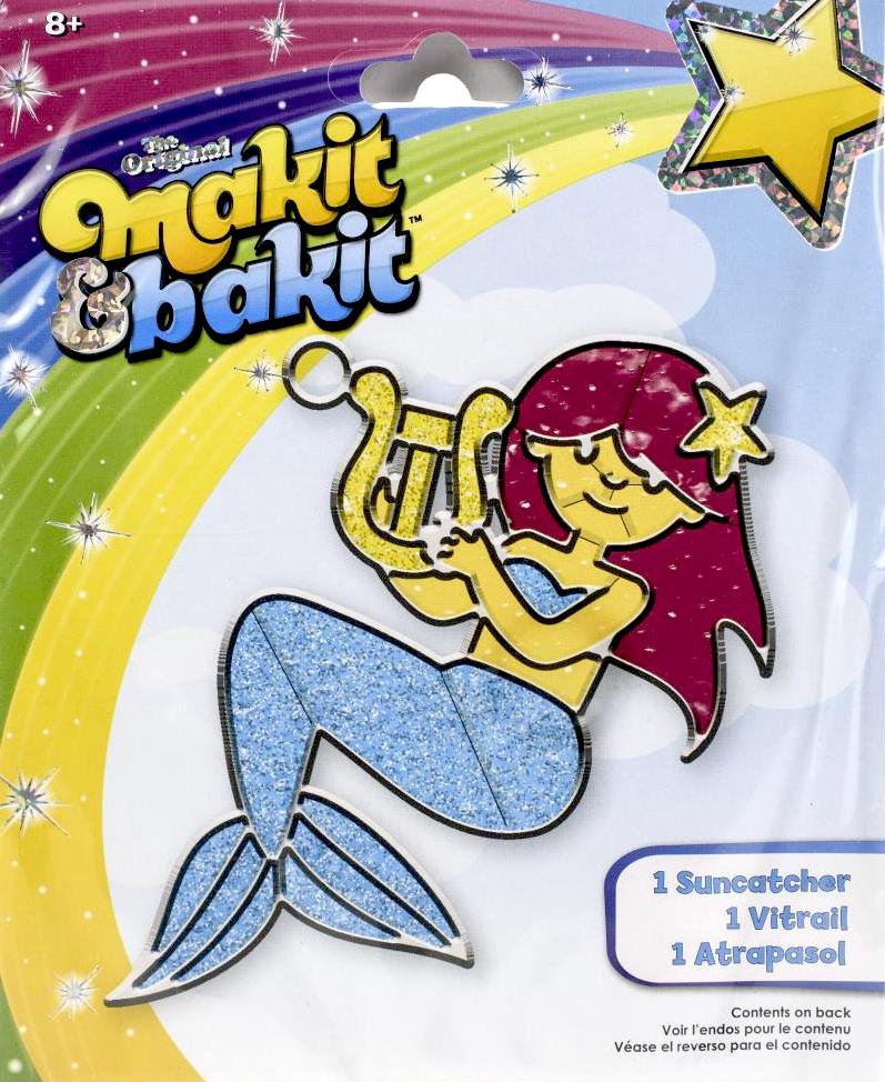 DIY Makit & Bakit Mermaid with Harp Stained Glass Suncatcher Kit Kids Craft