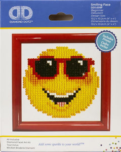 DIY Diamond Dotz Smiling Face Emoji Kids Beginner Facet Craft Kit with Frame 4"