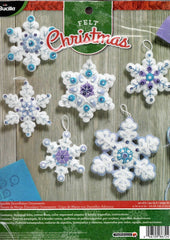 DIY Bucilla Sparkle Snowflakes Purple Blue Christmas Felt Ornament Kit 86724