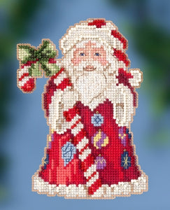 DIY Mill Hill Candy Cane Santa Christmas Bead Cross Stitch Picture Ornament Kit