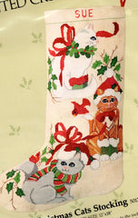 DIY Christmas Cats Kittens Holiday Counted Cross Stitch Stocking Kit 50170