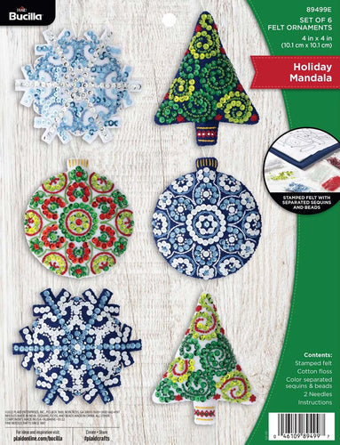 DIY Bucilla Holiday Mandala Christmas Snowflake Felt Tree Ornament Kit
