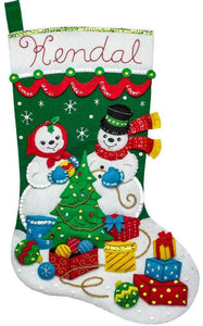 DIY Bucilla Decorating the Tree Snowman Christmas Felt Stocking Kit 86936E