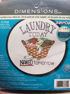 DIY Dimensions Laundry Today Naked Tomorrow Counted Cross Stitch Kit 73764