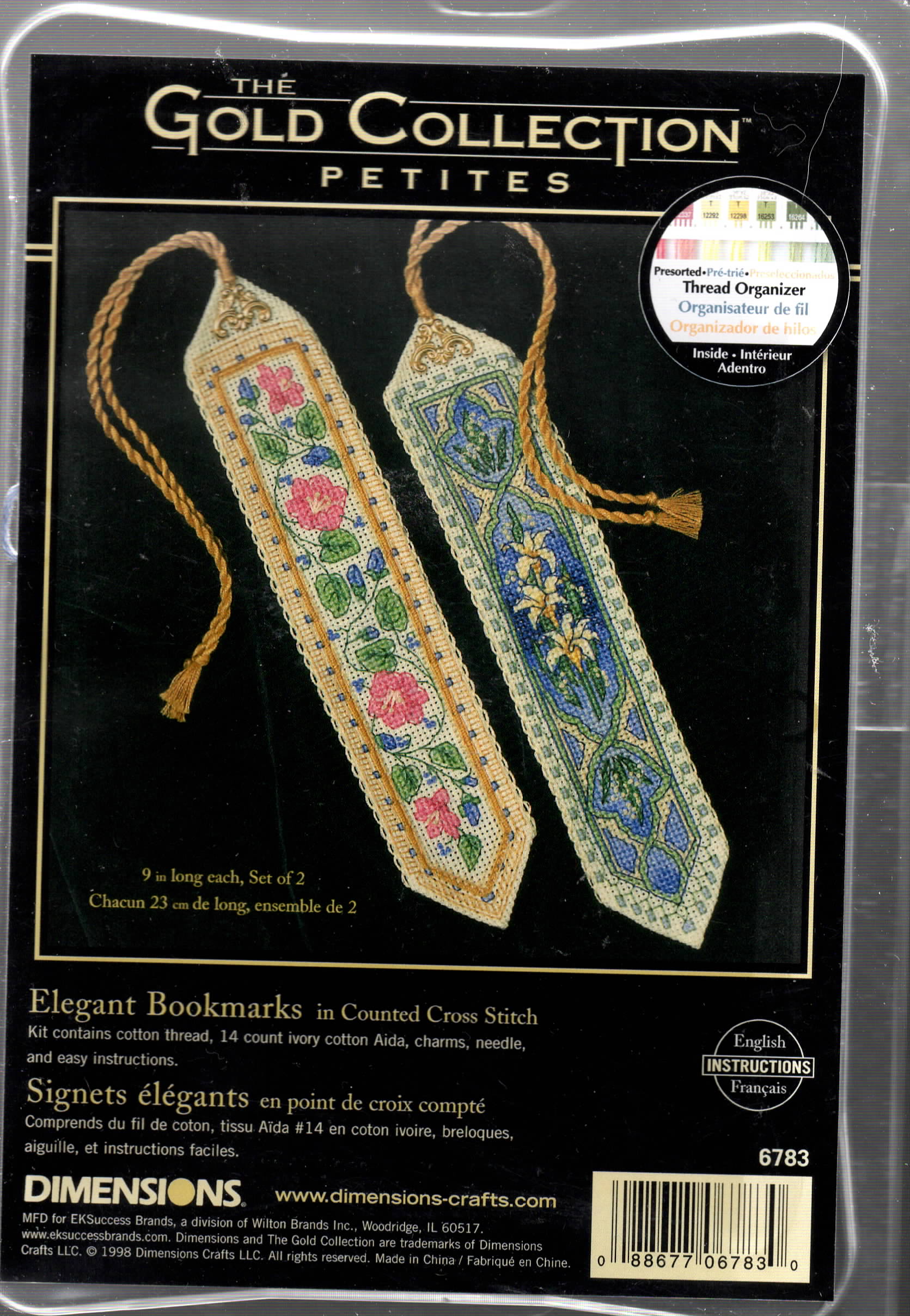 DIY Dimensions Elegant Flowers Reading Bookmark Counted Cross Stitch Kit Gift